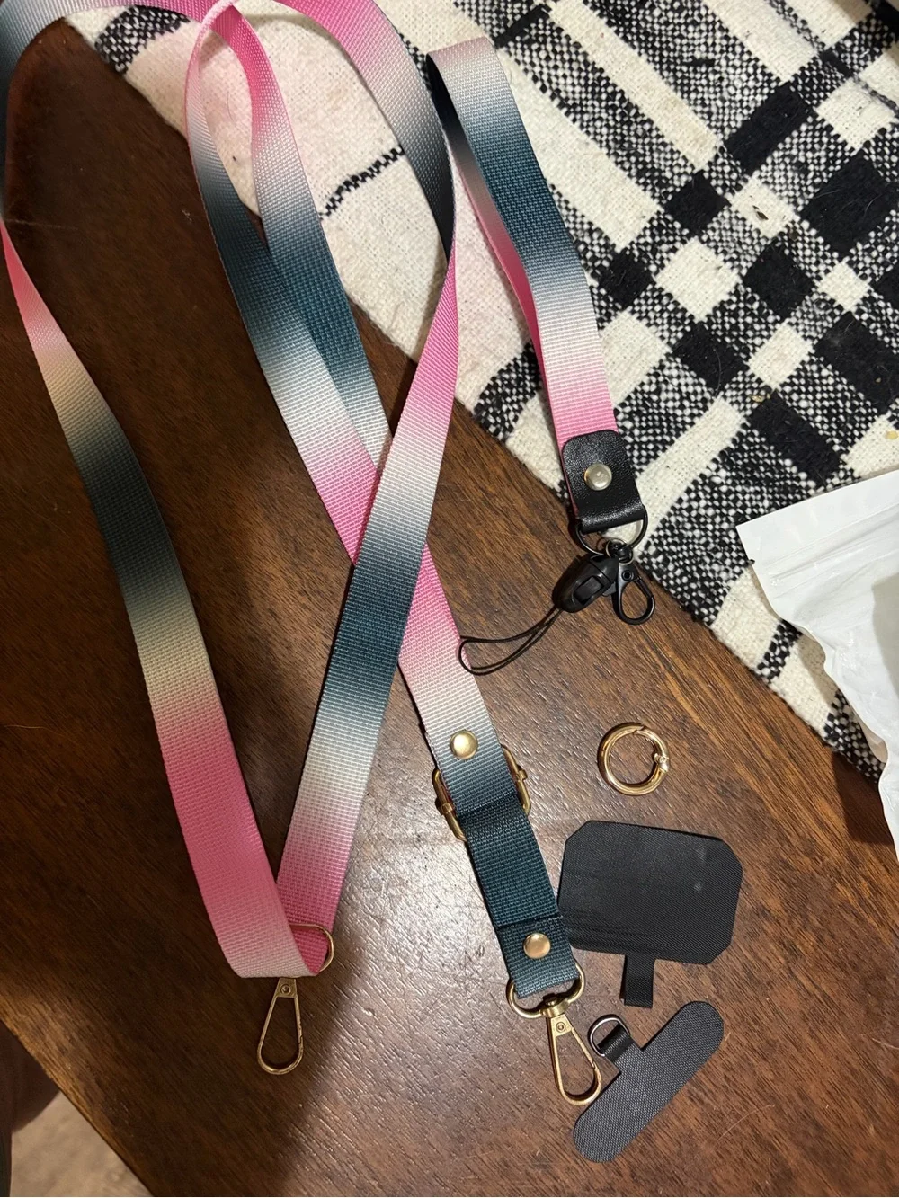 Pink Gradient set of Phone Lanyard & wrist strap.